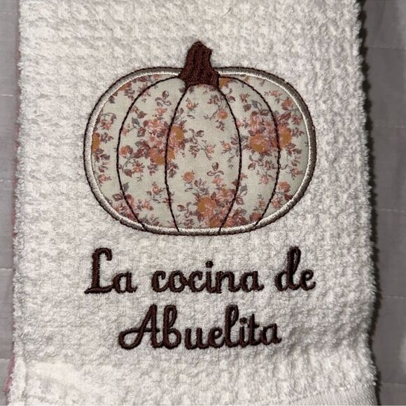 SHABBY CHIC White Pink Gingham Ivory Multi Quilted Pumpkin Ruffle Tea Towel Set - Picture 4 of 10